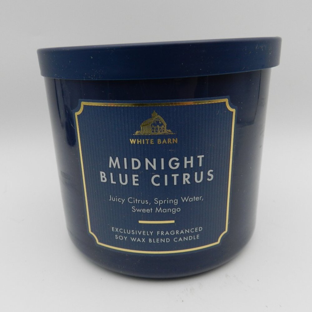 Bath & Body Works White Barn 3-Wick Candle 14.5 oz Midnight Blue
